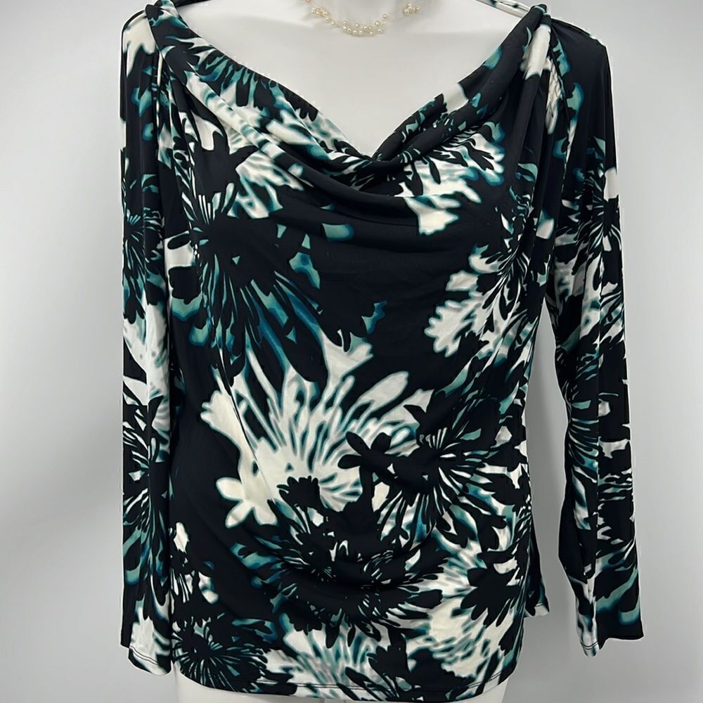 Worthington wide cowl neckline floral XL top